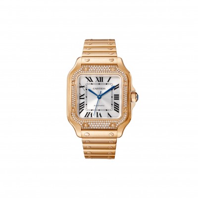 CARTIER SANTOS DE MEDIUM MODEL 18K ROSE GOLD AUTOMATIC WINDING WATCH WJSA0009